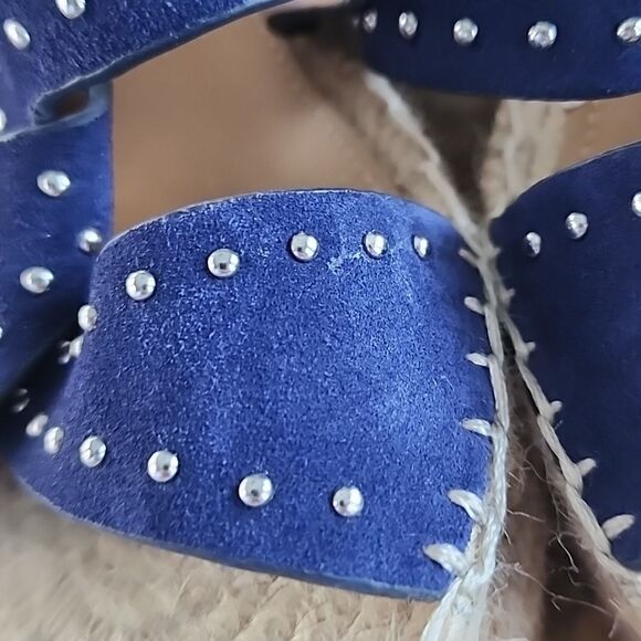 Mark Fisher Ltd Dark Navy 'Angelina' Blue Suede Espadrille Wedge 7.5 Silver Stud - Picture 10 of 10